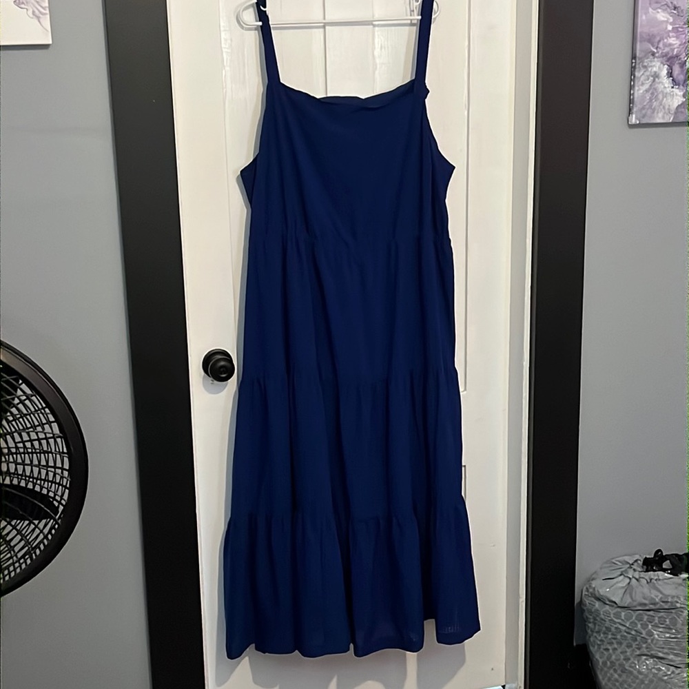 Ava and Viv tiered ruffle dress blue/ black gingham